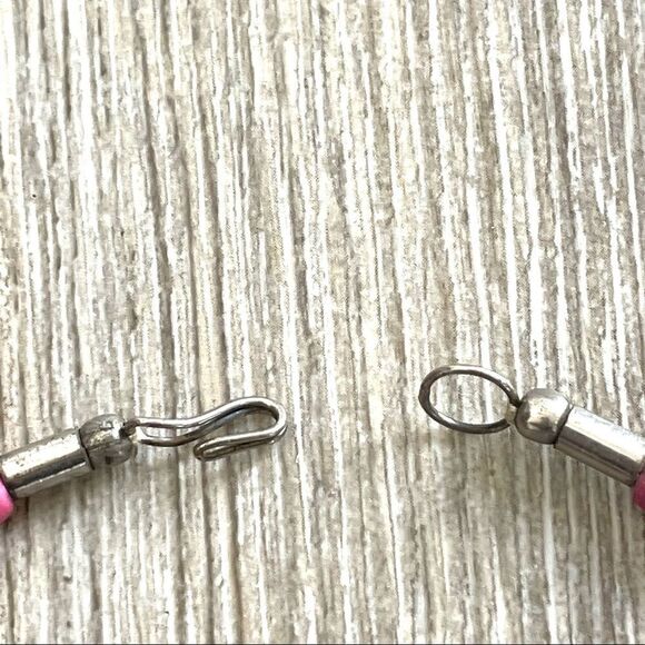 Silver tone pink beaded with carnelian 6 strand statement necklace - Picture 10 of 15